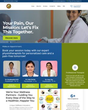 excellent physiocare physiotherapy and rehabilitation clinic website designed by Web at Click