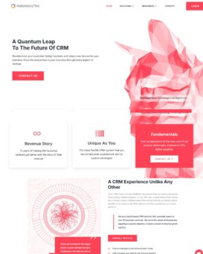 Paramantra CRM website showcasing enterprise CRM features and SaaS solutions