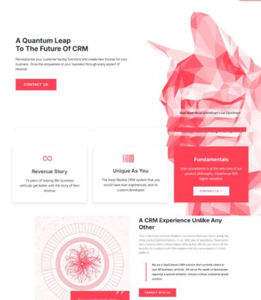 Paramantra CRM website showcasing enterprise CRM features and SaaS solutions