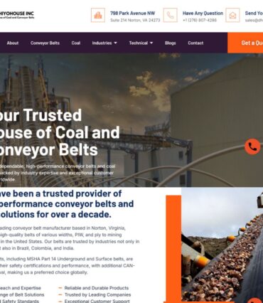 Dhiyohouse Inc industrial conveyor belt manufacturer website showcasing global conveyor solutions