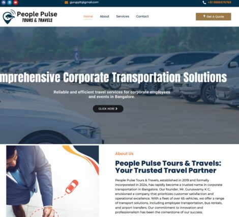 People Pulse Tours & Travels corporate transportation and employee commute services website developed by Web at Click