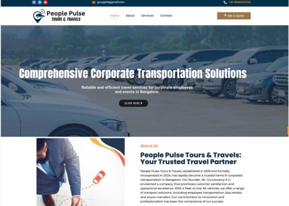 People Pulse Tours & Travels corporate transportation and employee commute services website developed by Web at Click