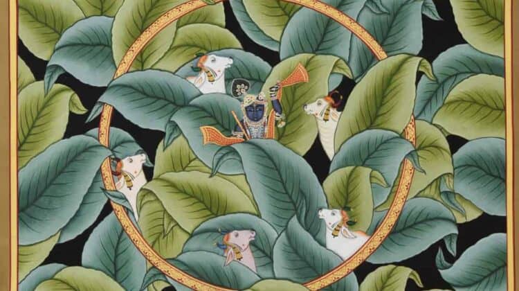 Shrinathji Pichwai art — Beyond Square Morpankh frame